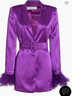 BRONX AND BANCO ODESSA PURPLE SILK FEATHER BLAZER DRESS